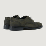 High-Traction Rubber Outsole & Lug Tread Pattern on Dirk Brogues Derby Olive Oil Pullup Leather Shoes StudGuard For Men