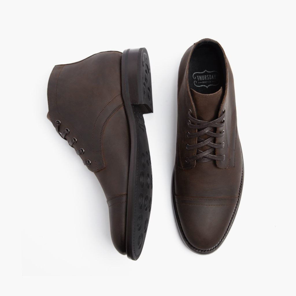 Cadet Tabac Bottines en cuir pour Homme - Contrefort de talon renforcé & surpiqûres doubles de précision