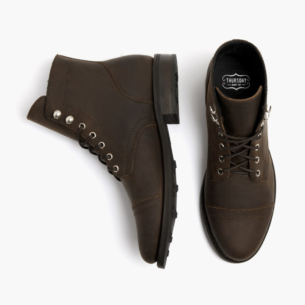Captain Tabac Bottines en cuir pour Femme - Contrefort de talon renforcé & surpiqûres doubles de précision