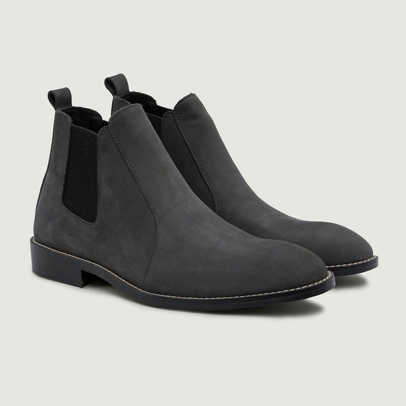 Clarkson Chelsea Gris Nubuck Leather Boots - StudGuard pour Homme
