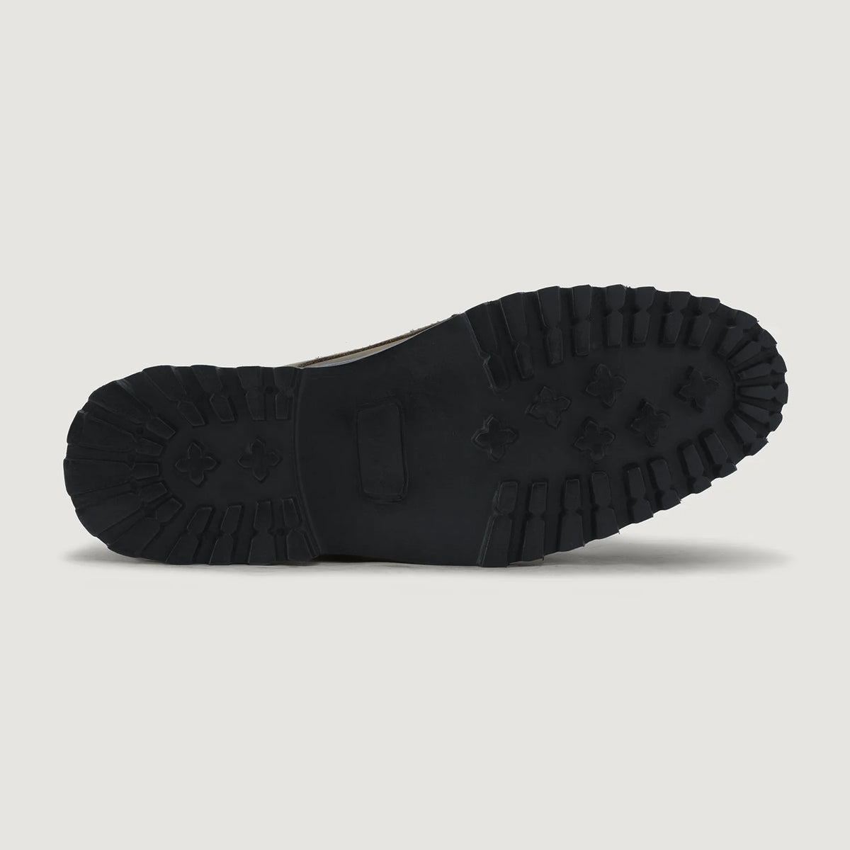 High-Traction Rubber Outsole & Lug Tread Pattern on Knight Derby Waxed Brown Pullup Leather Boots TerraGrip For Men