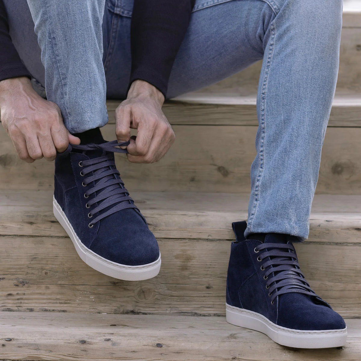 Orlaven Marty High Top Bleu Suede Baskets en cuir pour Homme footwear image 10