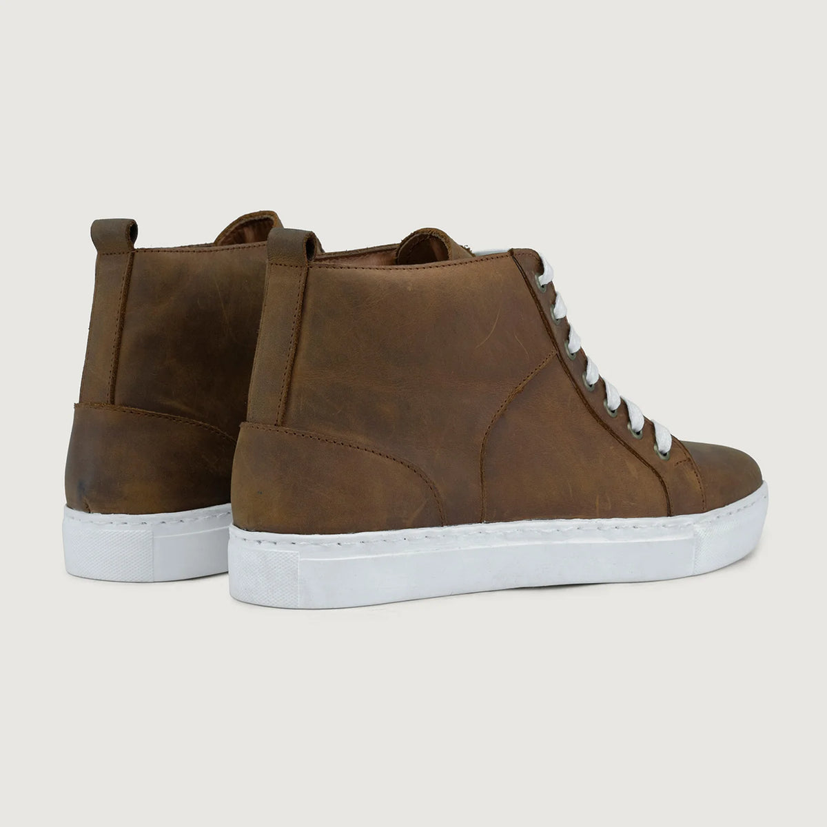 Marty High Top Cuivre Brûlé Pullup Baskets en cuir pour Homme For Men - Contrefort de talon renforcé & surpiqûres doubles de précision