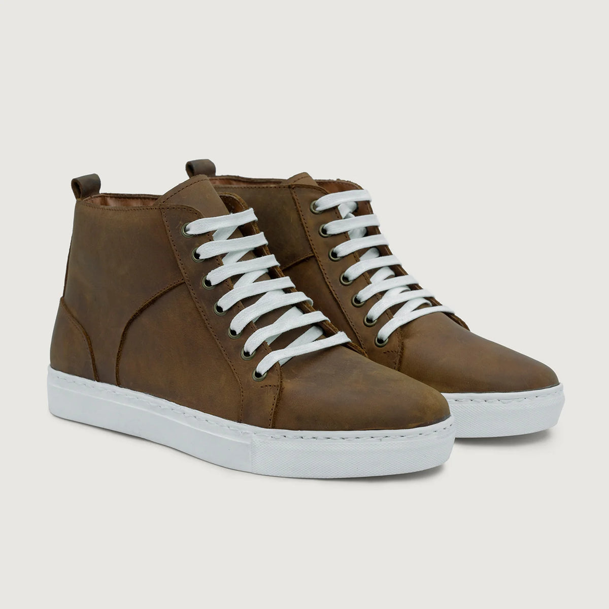 Marty High Top Cuivre Brûlé Pullup Baskets en cuir pour Homme For Men in Burnt Copper Full-Grain Leather - Vue de profil | Acheter en ligne