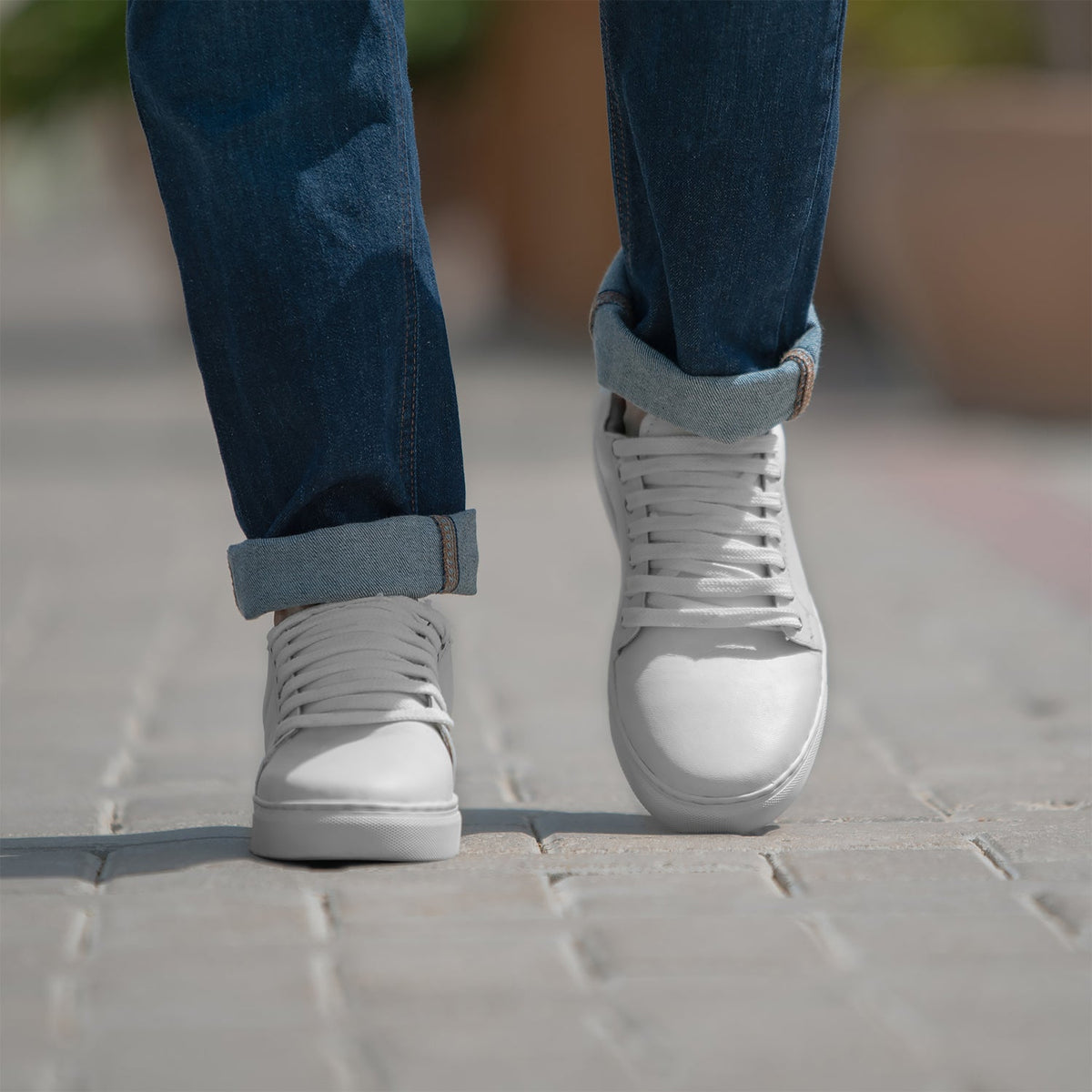 Murphy Low Top Blanc Baskets en cuir pour Homme - Contrefort de talon renforcé & surpiqûres doubles de précision