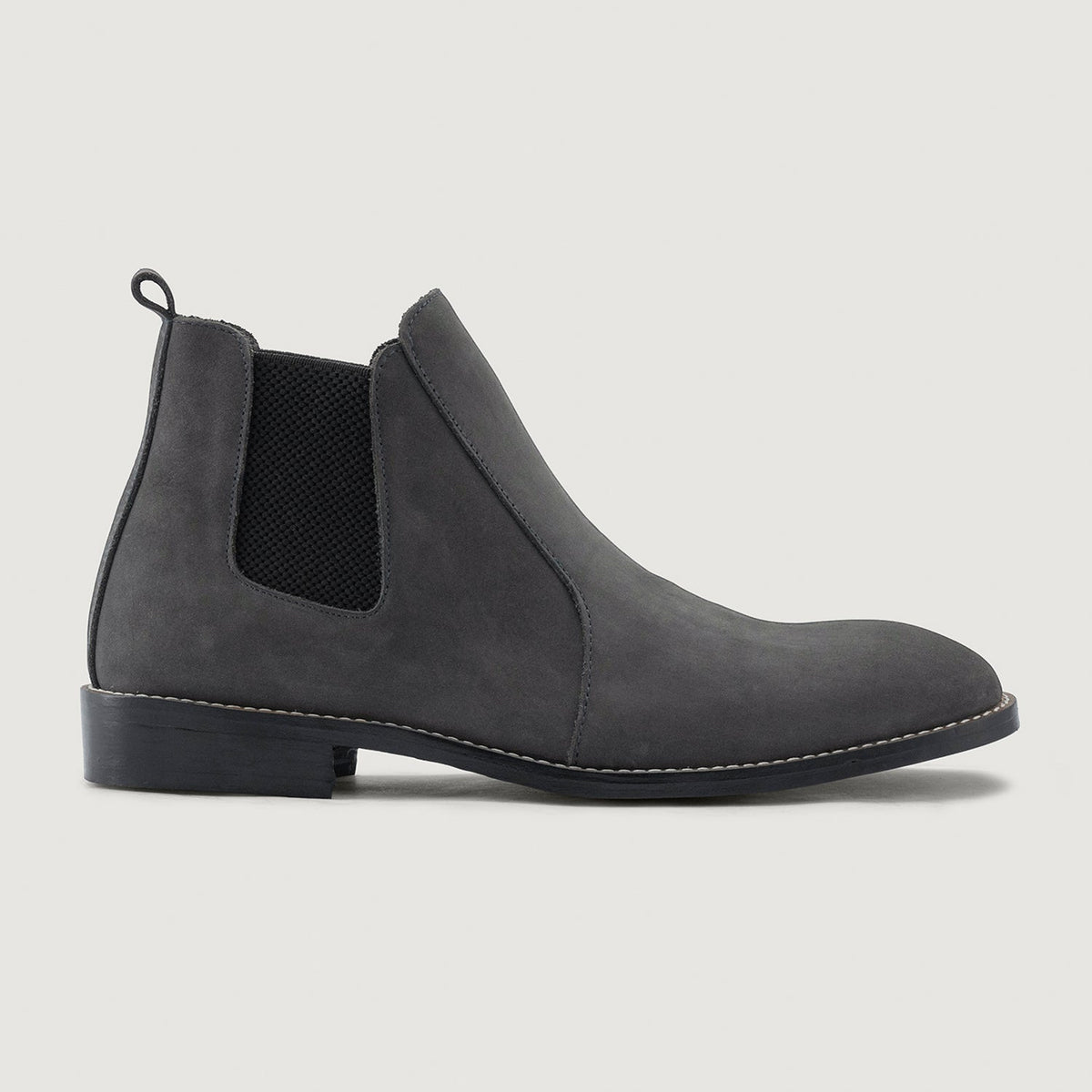 Grey Full-Grain leather Boots - Montage cousu Goodyear & détail de l'embout avant