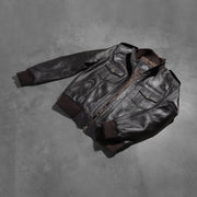 
Agent Shadow Marron Blouson Bombardier en Cuir pour Homme - Natural Daylight Drape