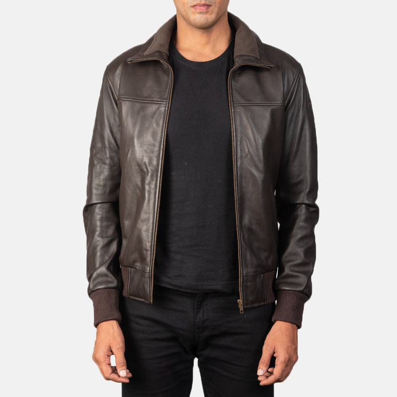 Air Rolf Marron Blouson Bomber en Cuir pour Homme