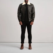 
Airin G-1 Marron & Cream Blouson Bombardier en Cuir pour Homme - Vue de profil mettant en valeur la coupe de manche ergonomique