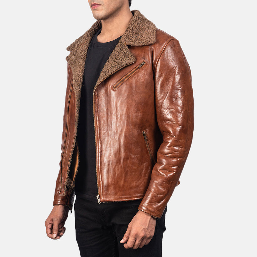 Alberto Shearling Marron Veste en Cuir pour Homme