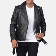 
Vue détaillée of Notch & Zipper & Waist belt Hardware on Allaric Alley Black Leather Biker Jacket