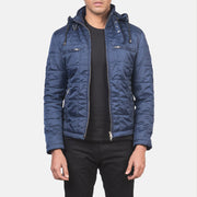 Men's Alps Quilted Blue Windbreaker Jacket in Blue Nylon - Vue de face &amp; silhouette ajustée | Acheter en ligne