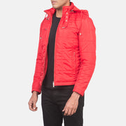 Red Nylon Winter Jacket - Vue de dos avec coupe ajustée aux épaules &amp; ourlet soigné