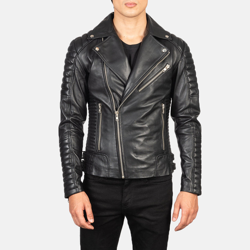 Armand Vert Veste Motard en Cuir pour Homme