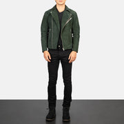Armand Vert Veste Motard en Cuir pour Homme – Vue produit alternative 3