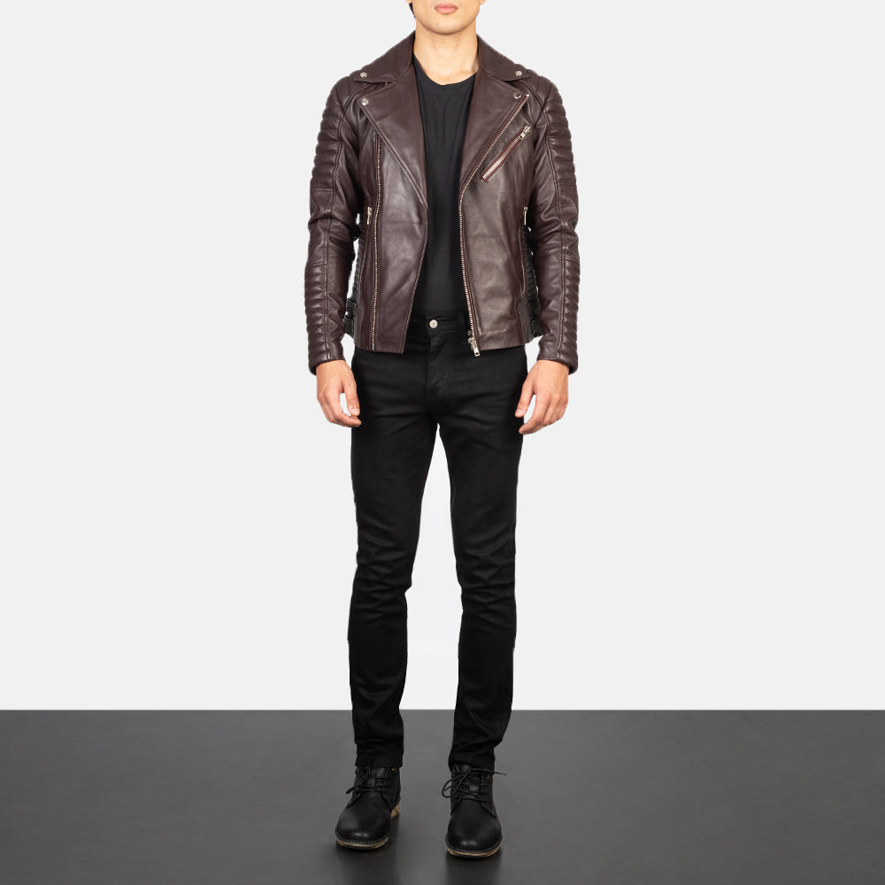 Armand Vert Veste Motard en Cuir pour Homme – Vue produit alternative 3