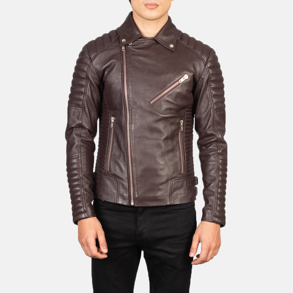 Armand Vert Veste Motard en Cuir pour Homme – Vue produit alternative 4