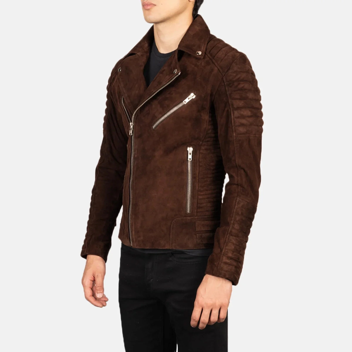 Armand Vert Veste Motard en Cuir pour Homme – Vue produit alternative 2