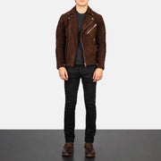 Armand Vert Veste Motard en Cuir pour Homme – Vue produit alternative 3