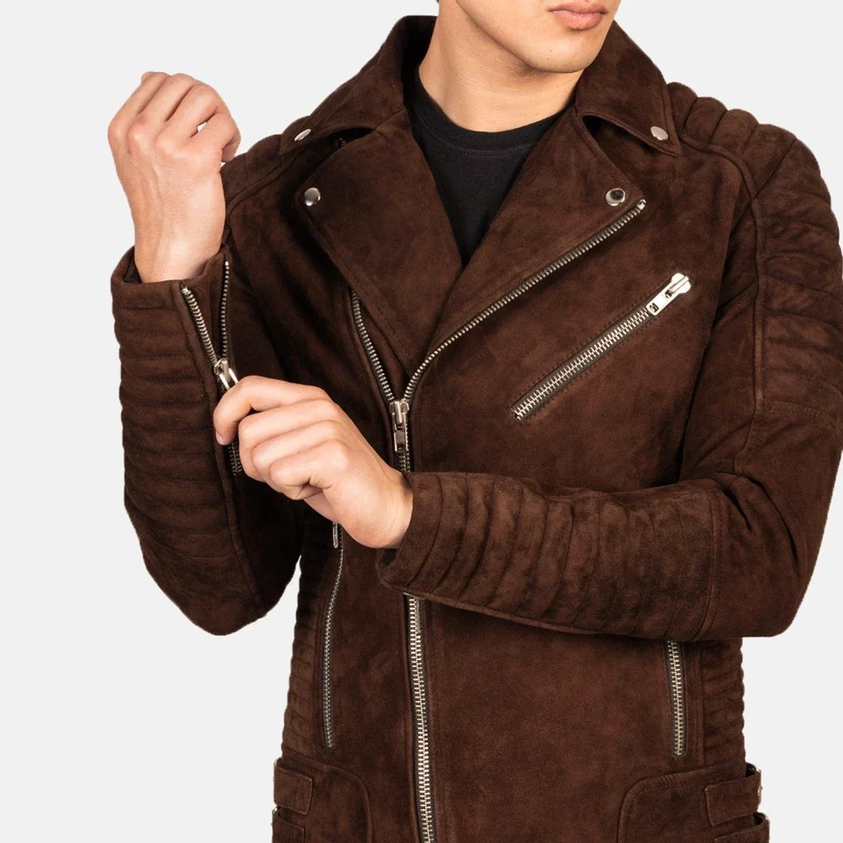 Armand Vert Veste Motard en Cuir pour Homme – Vue produit alternative 6