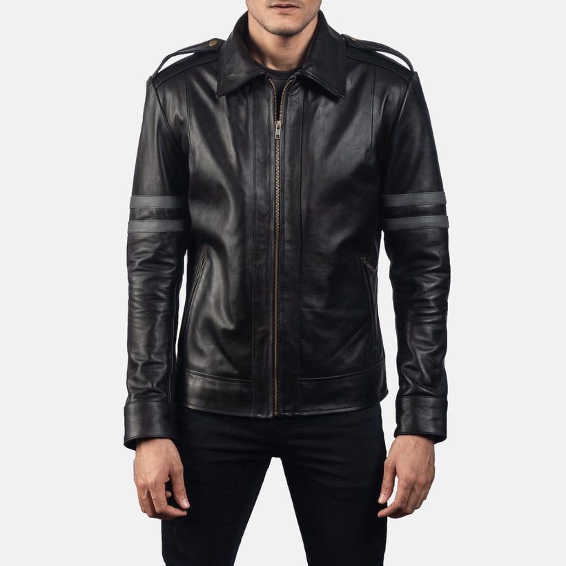 Armstrong Noir Veste Motard en Cuir pour Homme