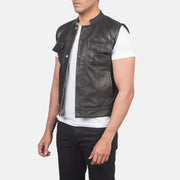 
Brown Sheepskin Leather Biker Jacket - Vue arrière montrant la carrure ajustée et l'ourlet net