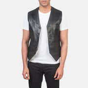 
Auden Noir Gilet en Cuir pour Homme in Black Cowhide Leather - Vue de face & silhouette ajustée | Acheter en ligne
