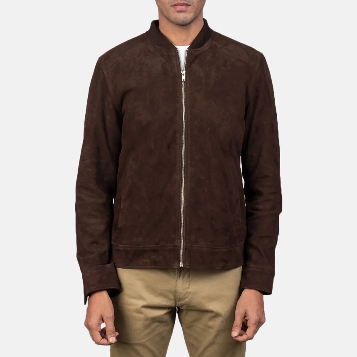 Blain Marron Blouson Bomber en Cuir pour Homme – Vue produit alternative 4