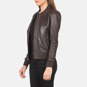 Maroon Sheepskin Leather Bomber Jacket - Vue de dos avec coupe ajustée aux épaules &amp; ourlet soigné