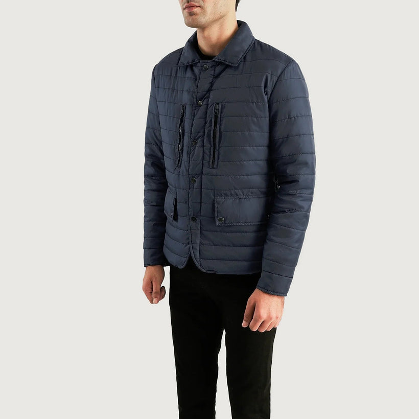 Bo Quilt Windbreaker Veste en Cuir pour Homme