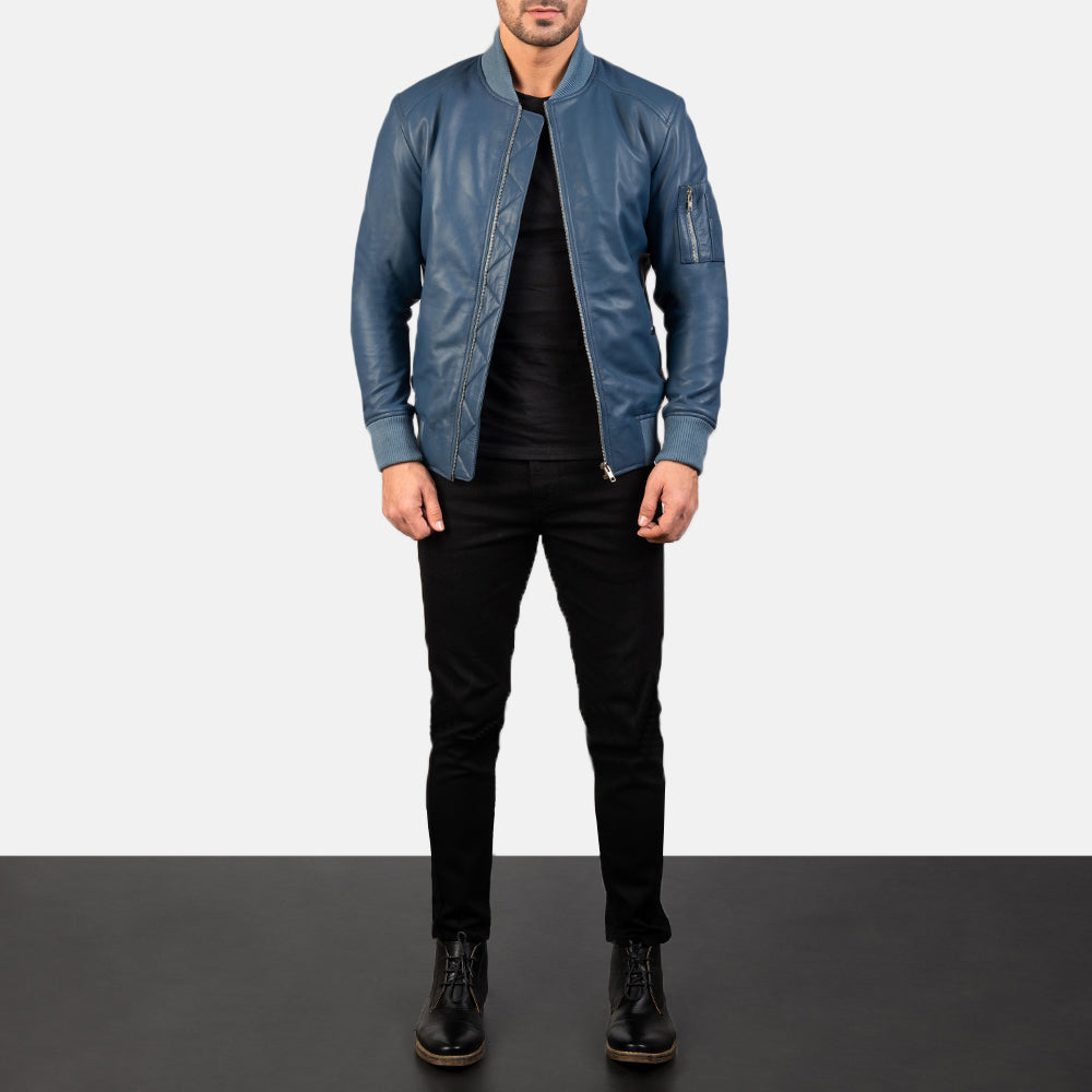 Bomia MA-1 Blouson Bomber en Cuir pour Homme – Vue produit alternative 3