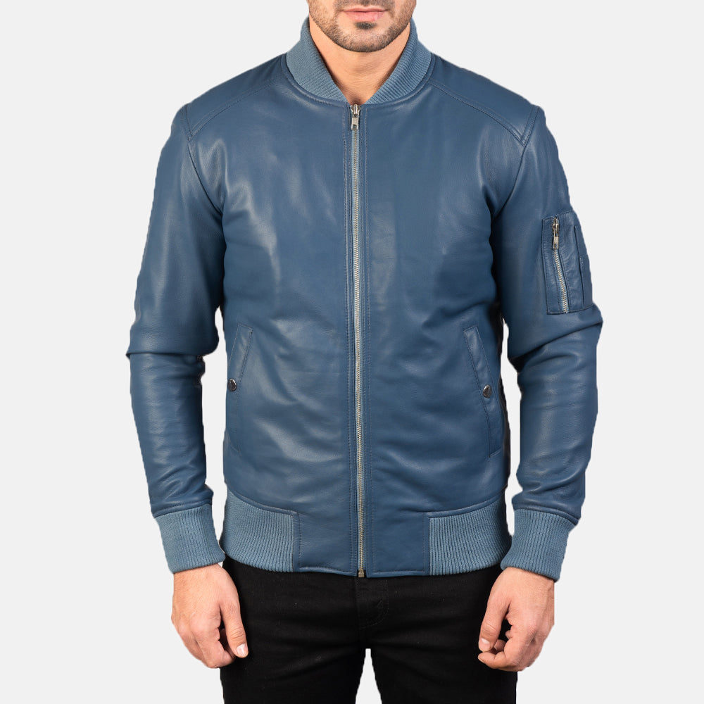 Bomia MA-1 Blouson Bomber en Cuir pour Homme – Vue produit alternative 4