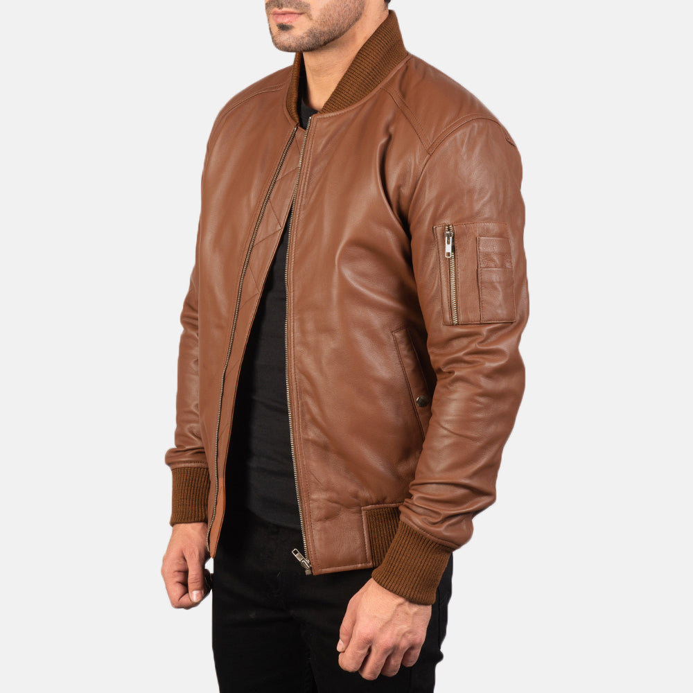 Bomia MA-1 Blouson Bomber en Cuir pour Homme – Vue produit alternative 2