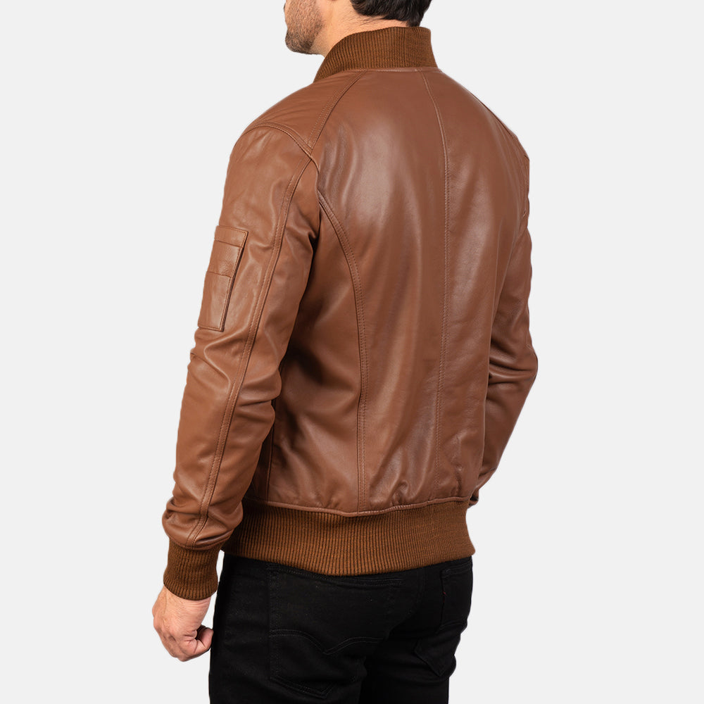 Bomia MA-1 Blouson Bomber en Cuir pour Homme – Vue produit alternative 5