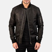 Bomia MA-1 Blouson Bomber en Cuir pour Homme – Vue produit alternative 1