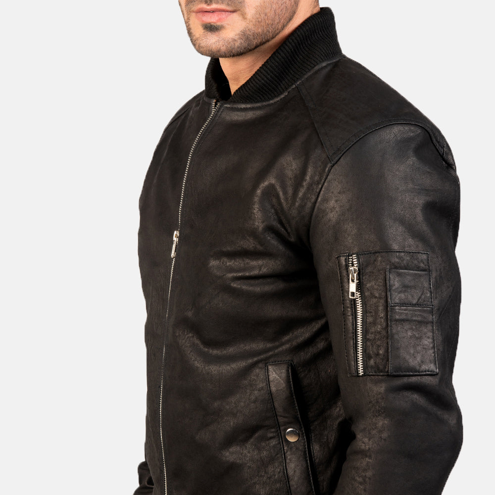 Bomia MA-1 Blouson Bomber en Cuir pour Homme – Vue produit alternative 5