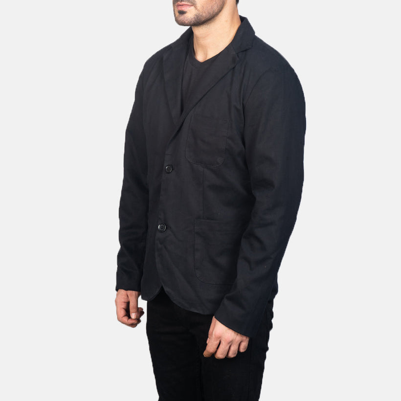 Borges Noir Blazer en Cuir pour Homme