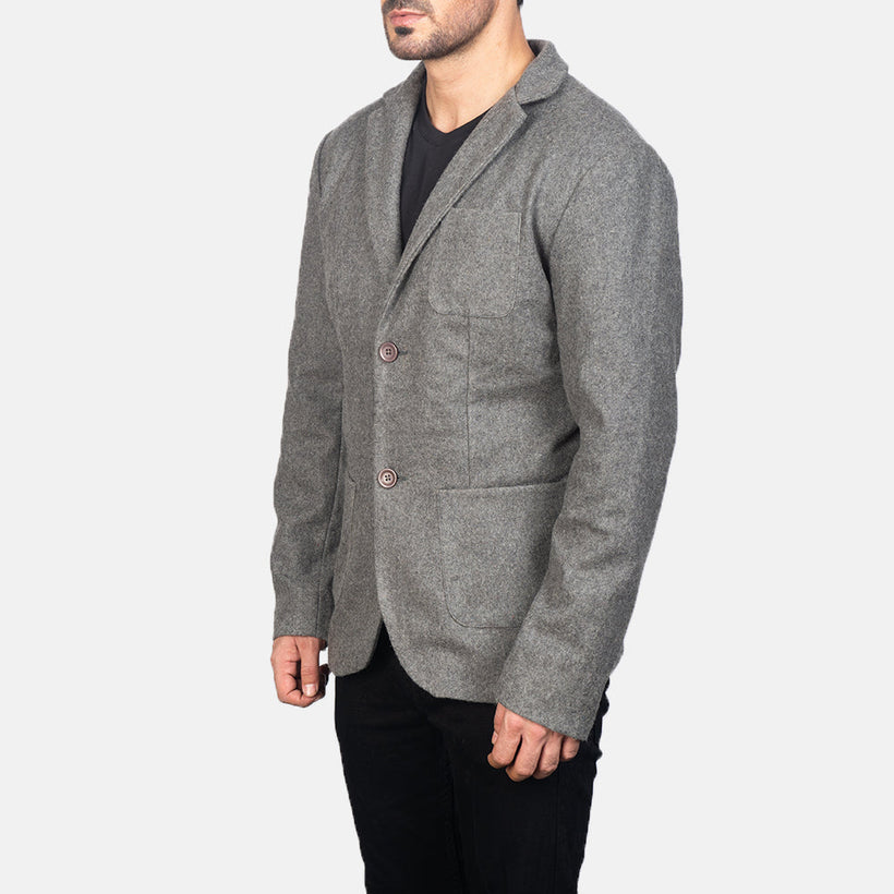 Borges Gris Wool Blazer en Cuir pour Homme