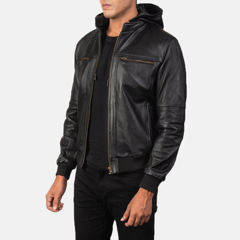 Bouncer Biz Blouson Bomber en Cuir pour Homme
