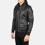 Black Sheepskin Leather Bomber Jacket - Vue de dos avec coupe ajustée aux épaules &amp; ourlet soigné