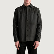 
Bronco Tumbled Marron Leather Shirt pour Homme in Tumbled Brown Sheepskin Leather - Vue de face & silhouette ajustée | Acheter en ligne
