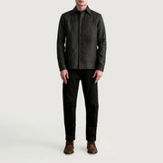 
Vue détaillée of Shirt & Buttons Hardware on Bronco Tumbled Marron Leather Shirt pour Homme