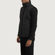 Black Full-Grain leather Vest - Vue de dos avec coupe ajustée aux épaules &amp; ourlet soigné