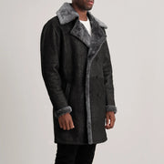 
Brown Goatskin Suede Aviator Jacket - Vue arrière montrant la carrure ajustée et l'ourlet net