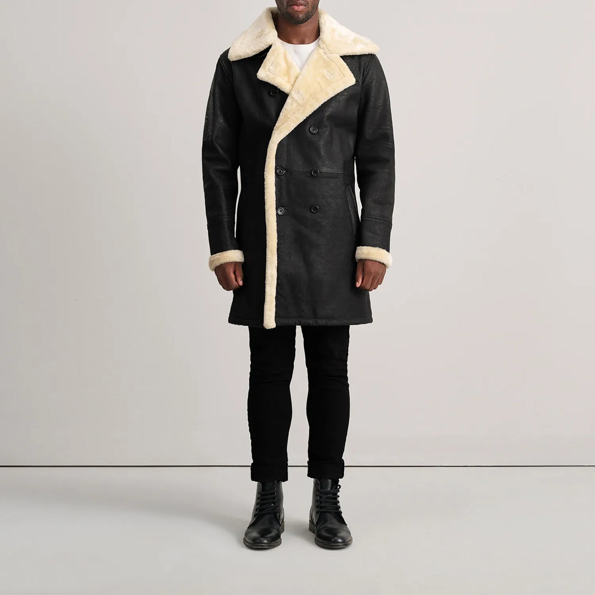 
Charles Manteau en Cuir Marron Shearling Manteau en Cuir pour Homme – alternate product view 3