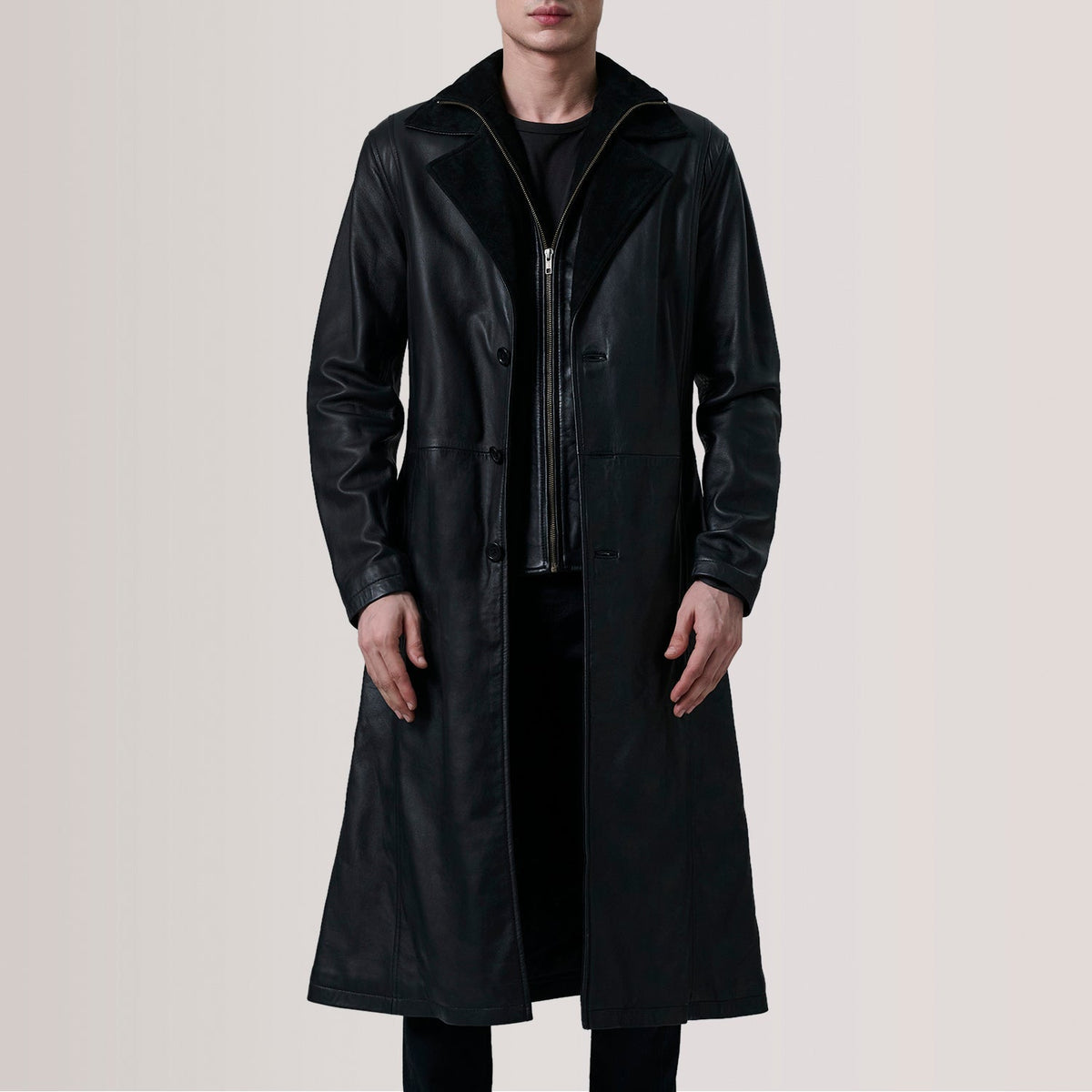 Authentic Sheepskin Leather with Semi-aniline Finish Grain Texture &amp; Heavy-Duty Seam Stitching Detail