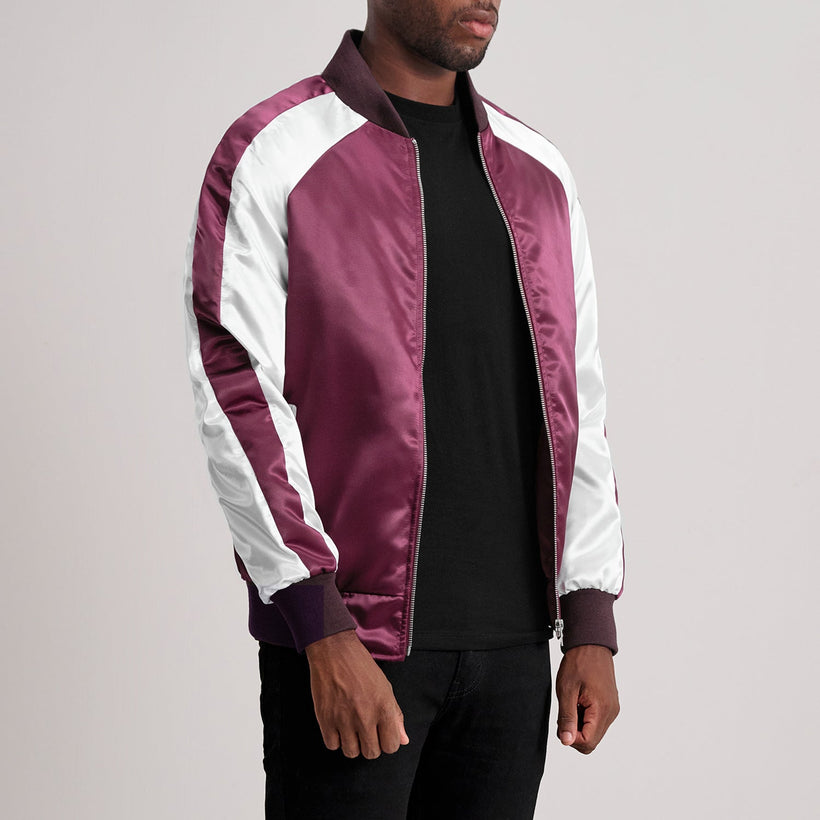 Clarke Bordeaux Varsity Veste en Cuir pour Homme
