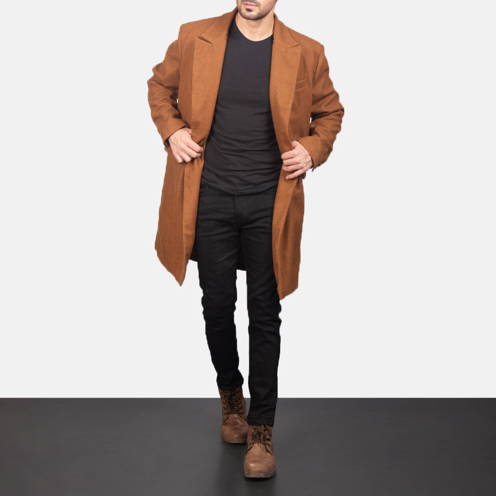 
Vue détaillée of Notch & Button Hardware on Claud Khaki Wool Double Breasted Coat