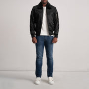 Clyde B-15 Black Bomber Jacket - Vue de profil avec coupe de manche ergonomique