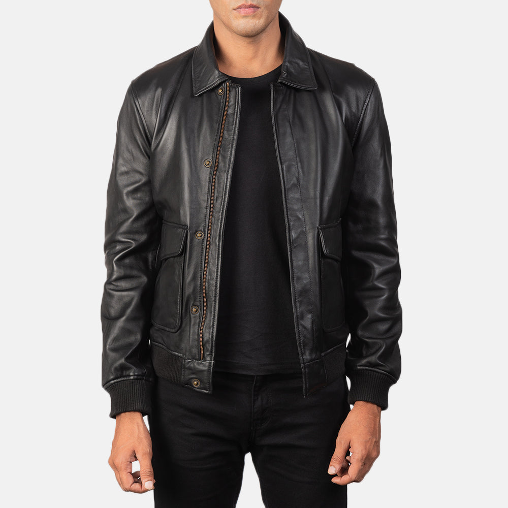 Men's Coffmen Brown Suede A2 Bomber Jacket in Brown Goatskin Suede - Vue de face &amp; silhouette ajustée | Acheter en ligne